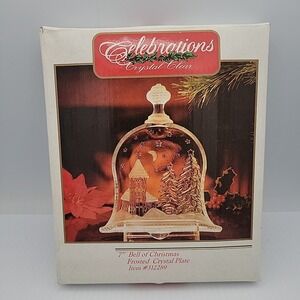 Celebrations Crystal Clear Bell Of Christmas 7 Frosted Plate 312289 NIB
